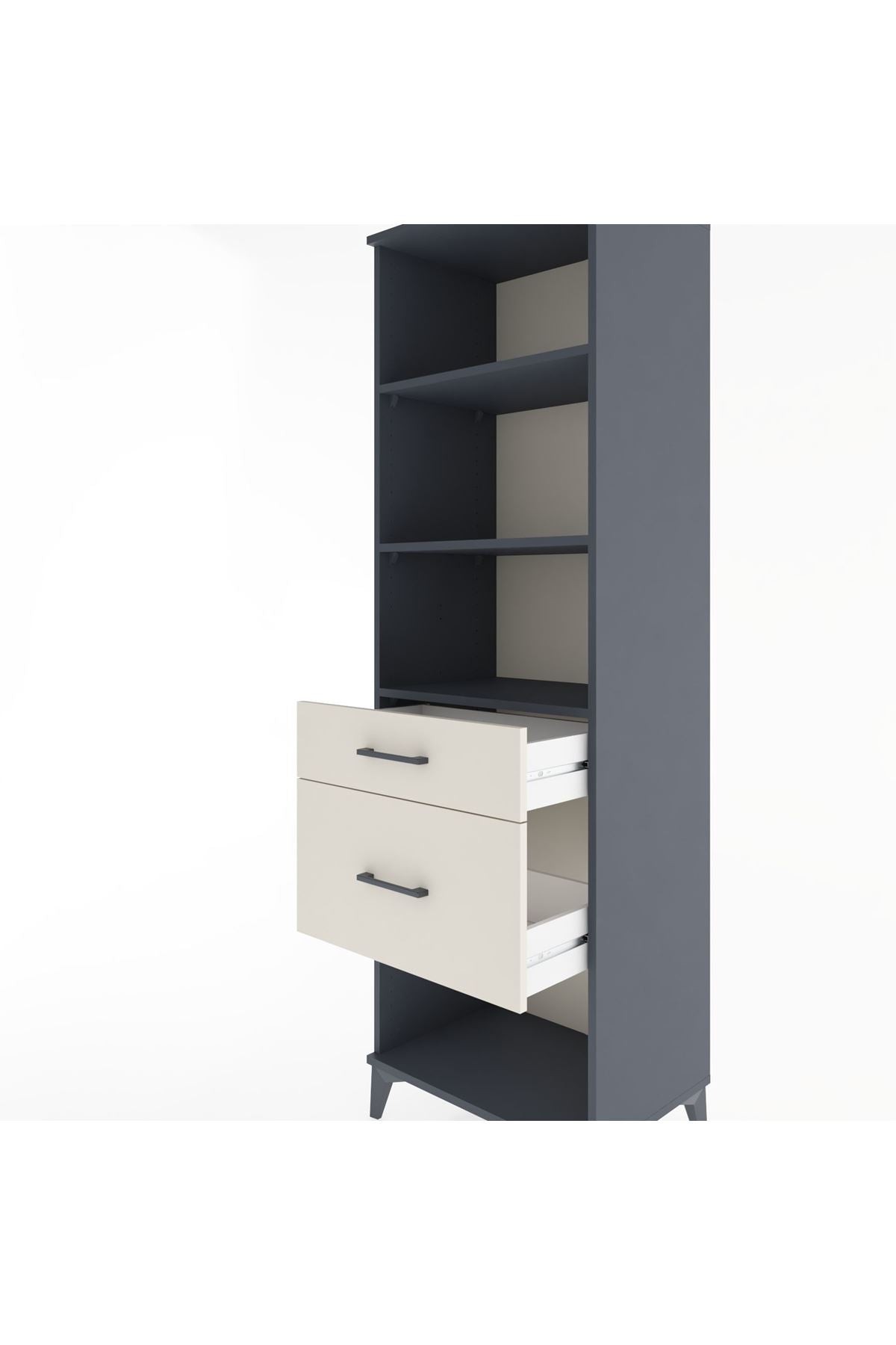 Hyperion Dolap 3 Raflı 2 Çekmeceli 60x44x195 Antrasit-Aytaşı