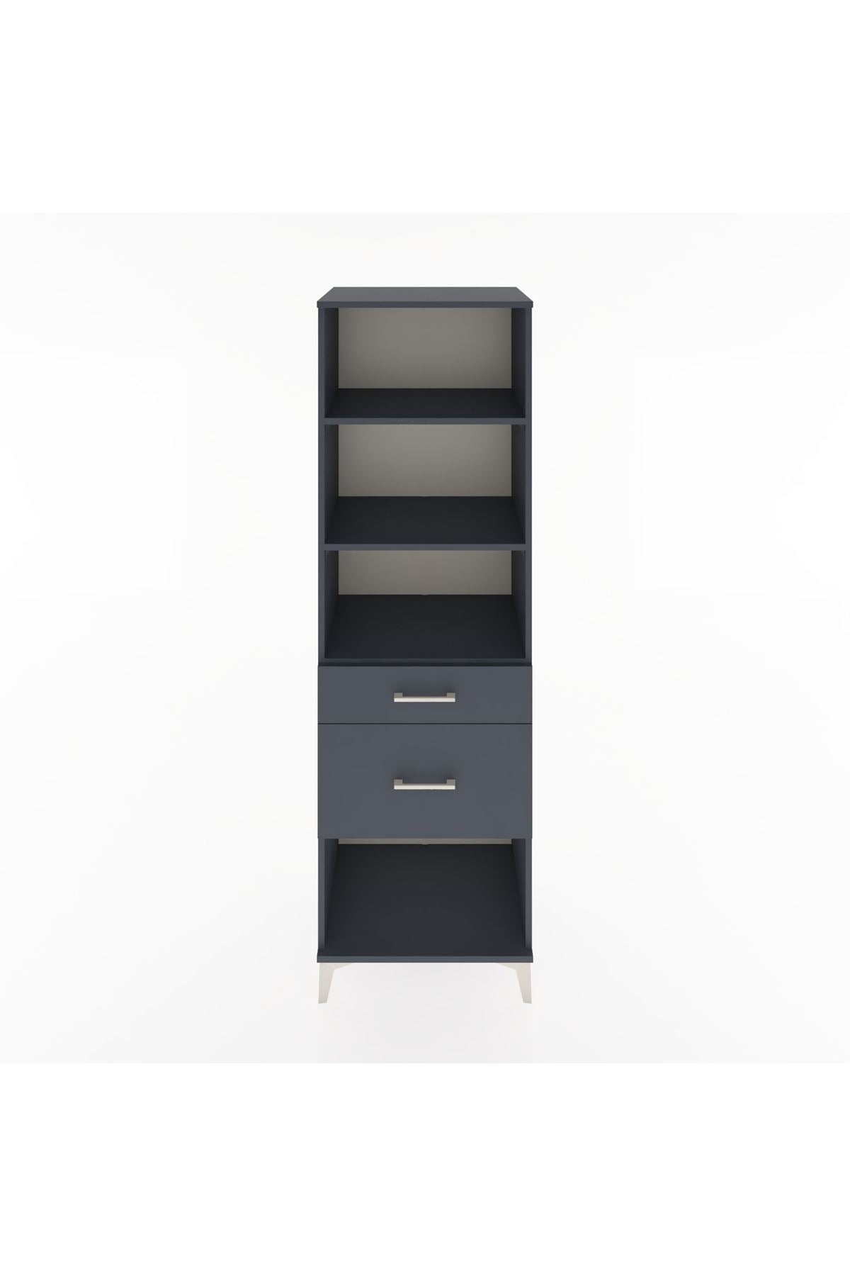 Hyperion Dolap 3 Raflı 2 Çekmeceli 60x44x195 Antrasit-Antrasit