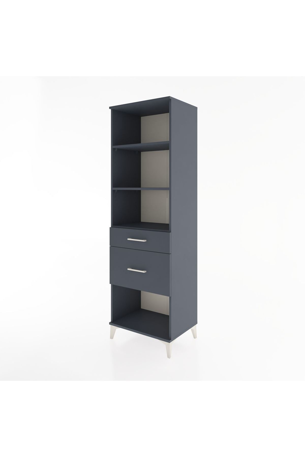 Hyperion Dolap 3 Raflı 2 Çekmeceli 60x44x195 Antrasit-Antrasit