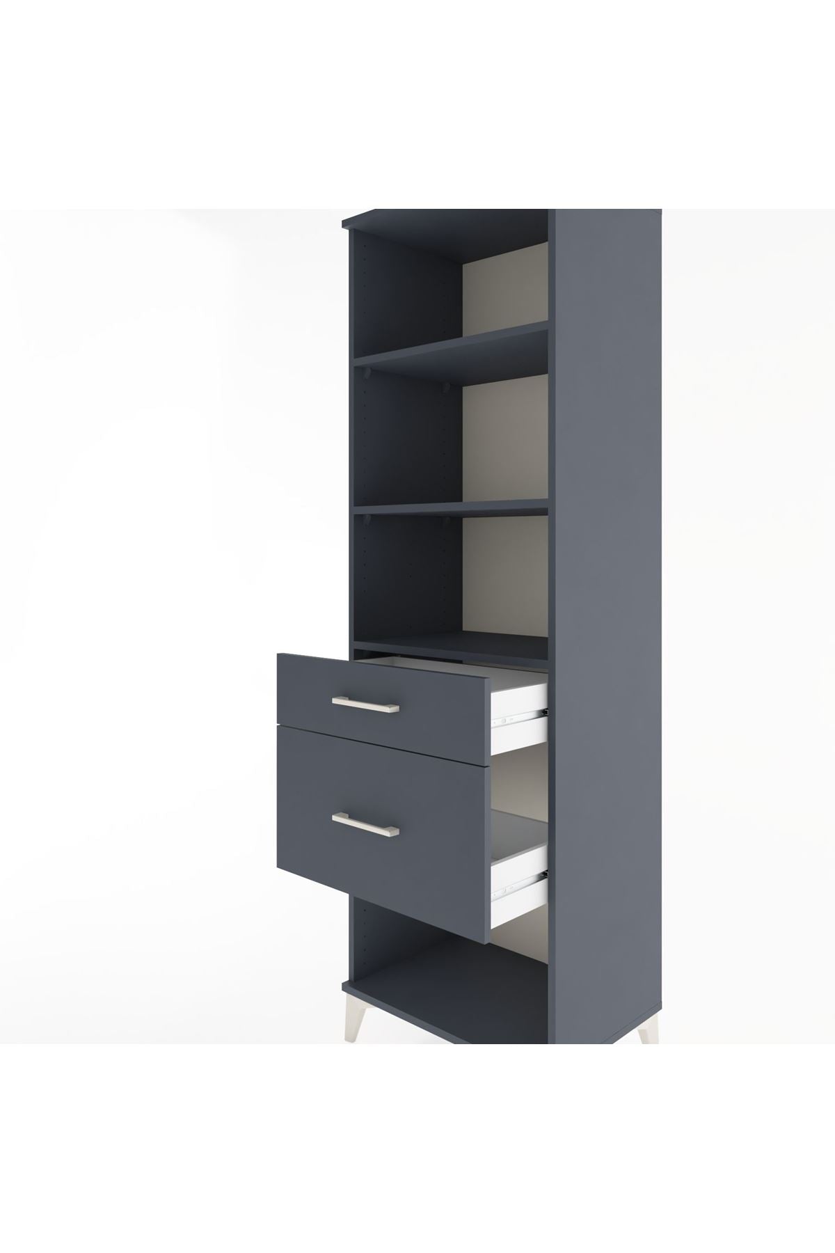 Hyperion Dolap 3 Raflı 2 Çekmeceli 60x44x195 Antrasit-Antrasit