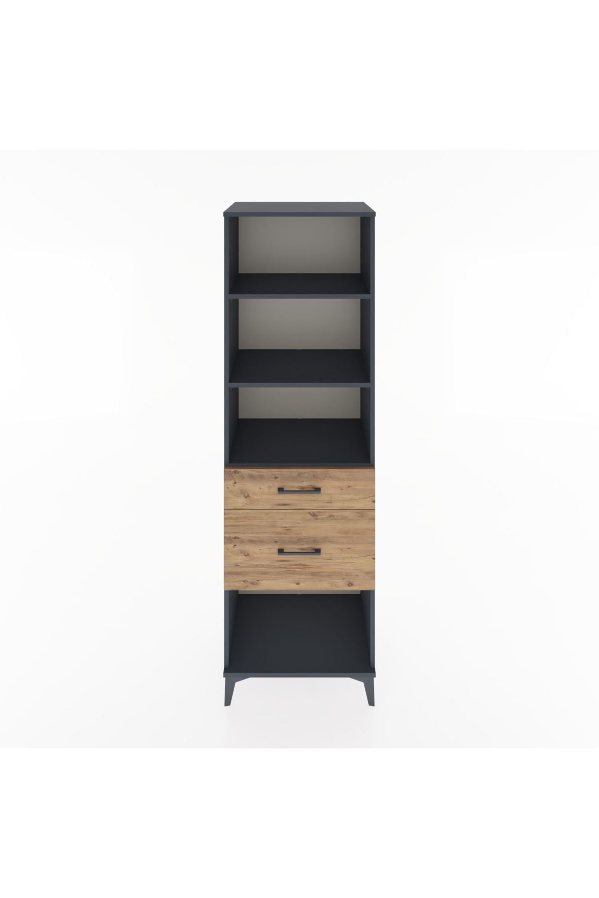 Hyperion Dolap 3 Raflı 2 Çekmeceli 60x44x195 Antrasit-Çam