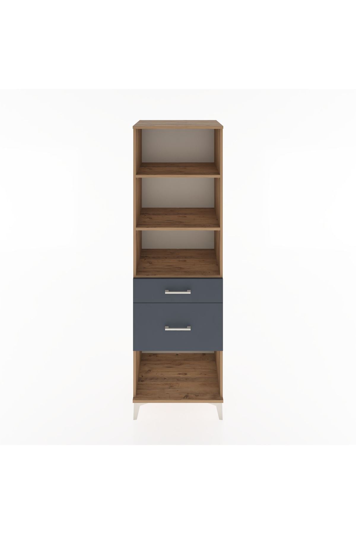 Hyperion Dolap 3 Raflı 2 Çekmeceli 60x44x195 Çam-Antrasit