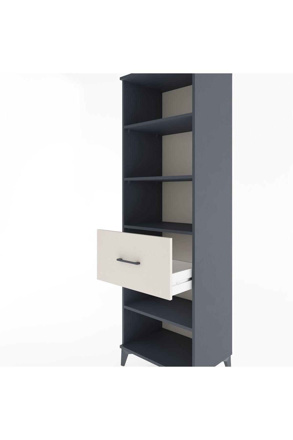 Hyperion Dolap 4 Raflı Tek Çekmeceli 60x44x195 Antrasit-Aytaşı