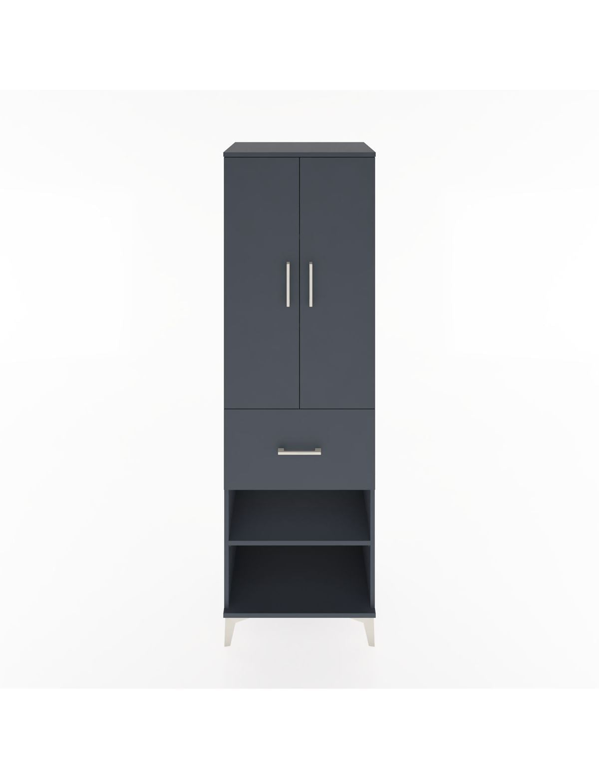 Hyperion Dolap 4 Raflı Tek Çekmeceli 2 Kapaklı 60x44x195 Antrasit-Antrasit