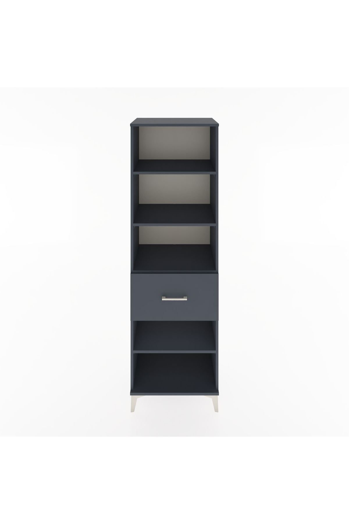 Hyperion Dolap 4 Raflı Tek Çekmeceli 60x44x195 Antrasit-Antrasit