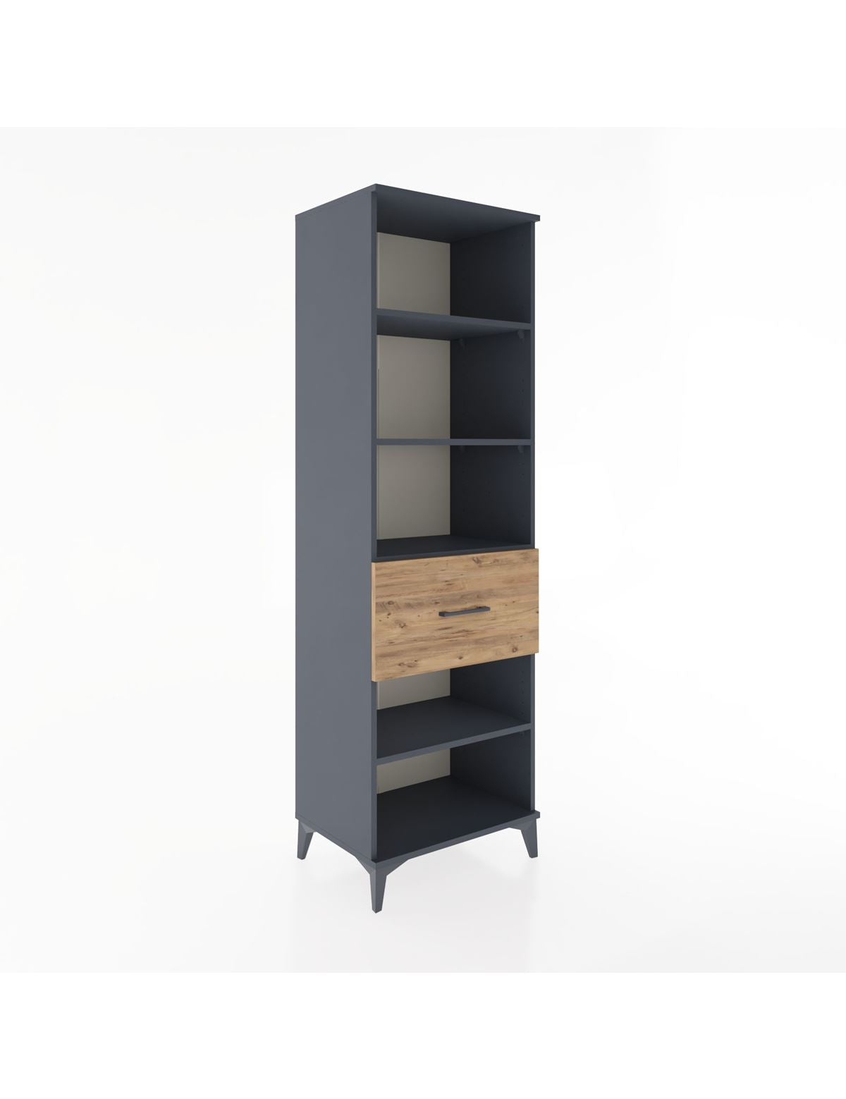 Hyperion Dolap 4 Raflı Tek Çekmeceli 60x44x195 Antrasit-Çam