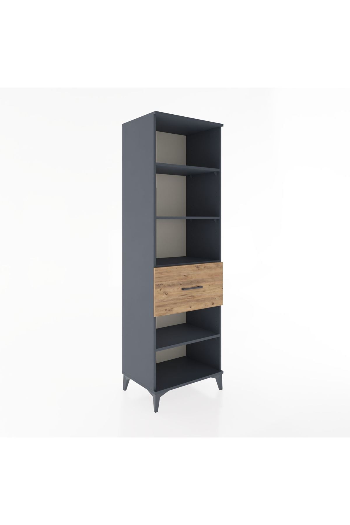 Hyperion Dolap 4 Raflı Tek Çekmeceli 60x44x195 Antrasit-Çam