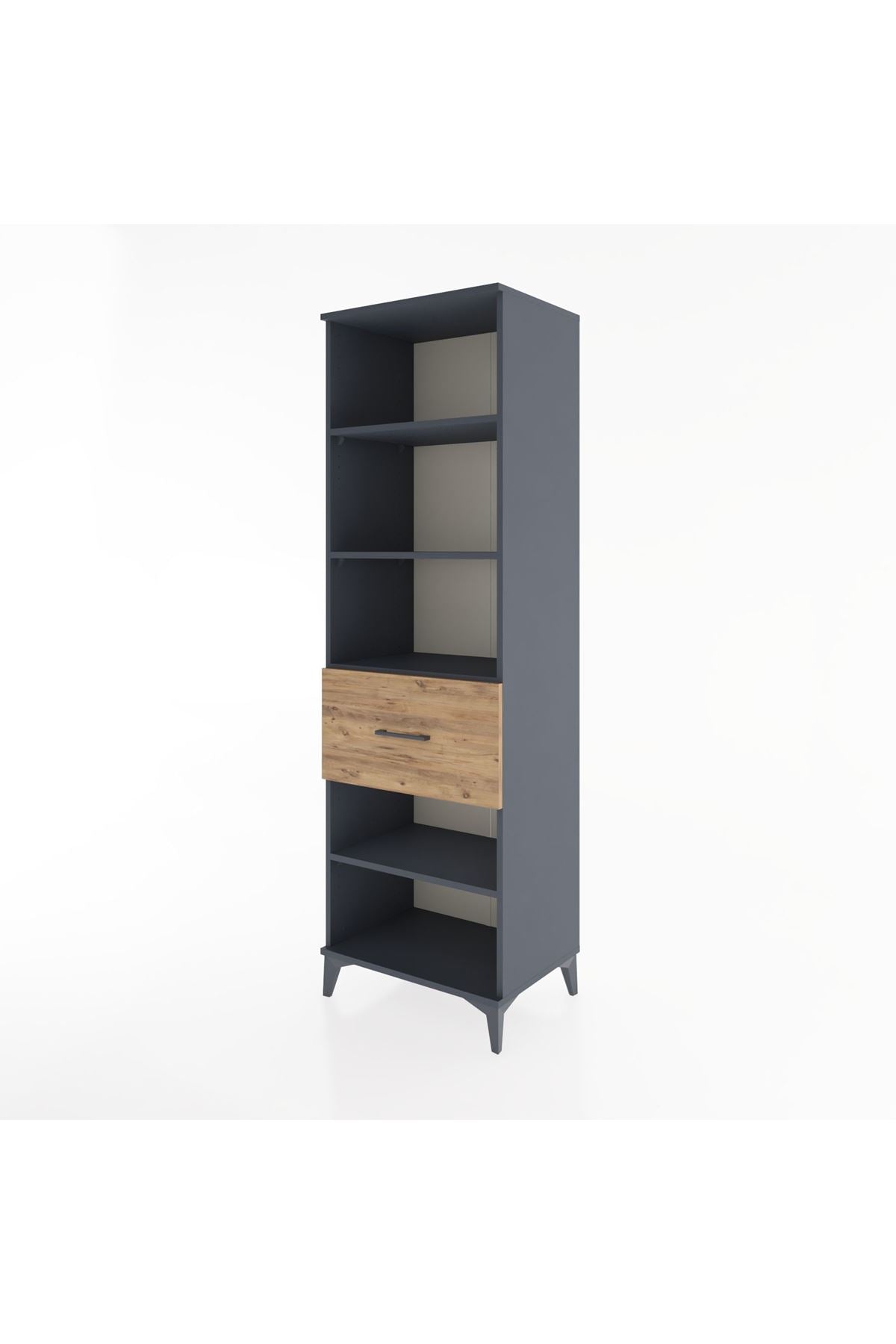 Hyperion Dolap 4 Raflı Tek Çekmeceli 60x44x195 Antrasit-Çam