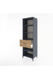 Hyperion Dolap 4 Raflı Tek Çekmeceli 60x44x195 Antrasit-Çam