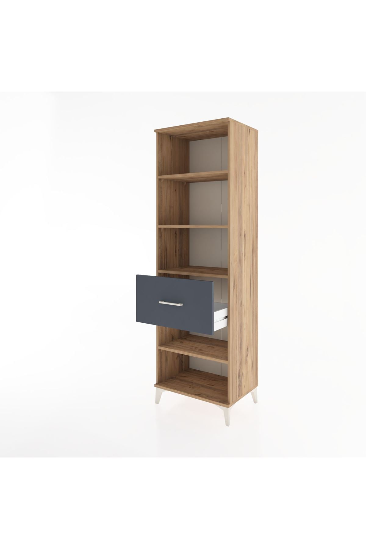 Hyperion Dolap 4 Raflı Tek Çekmeceli 60x44x195 Çam-Antrasit