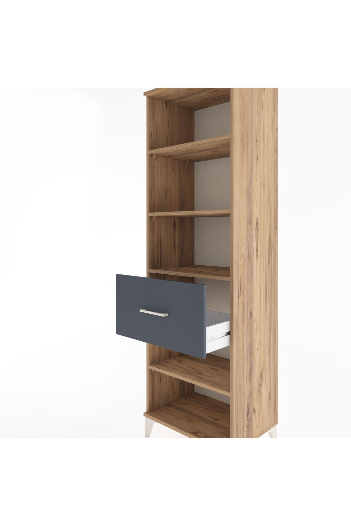 Hyperion Dolap 4 Raflı Tek Çekmeceli 60x44x195 Çam-Antrasit