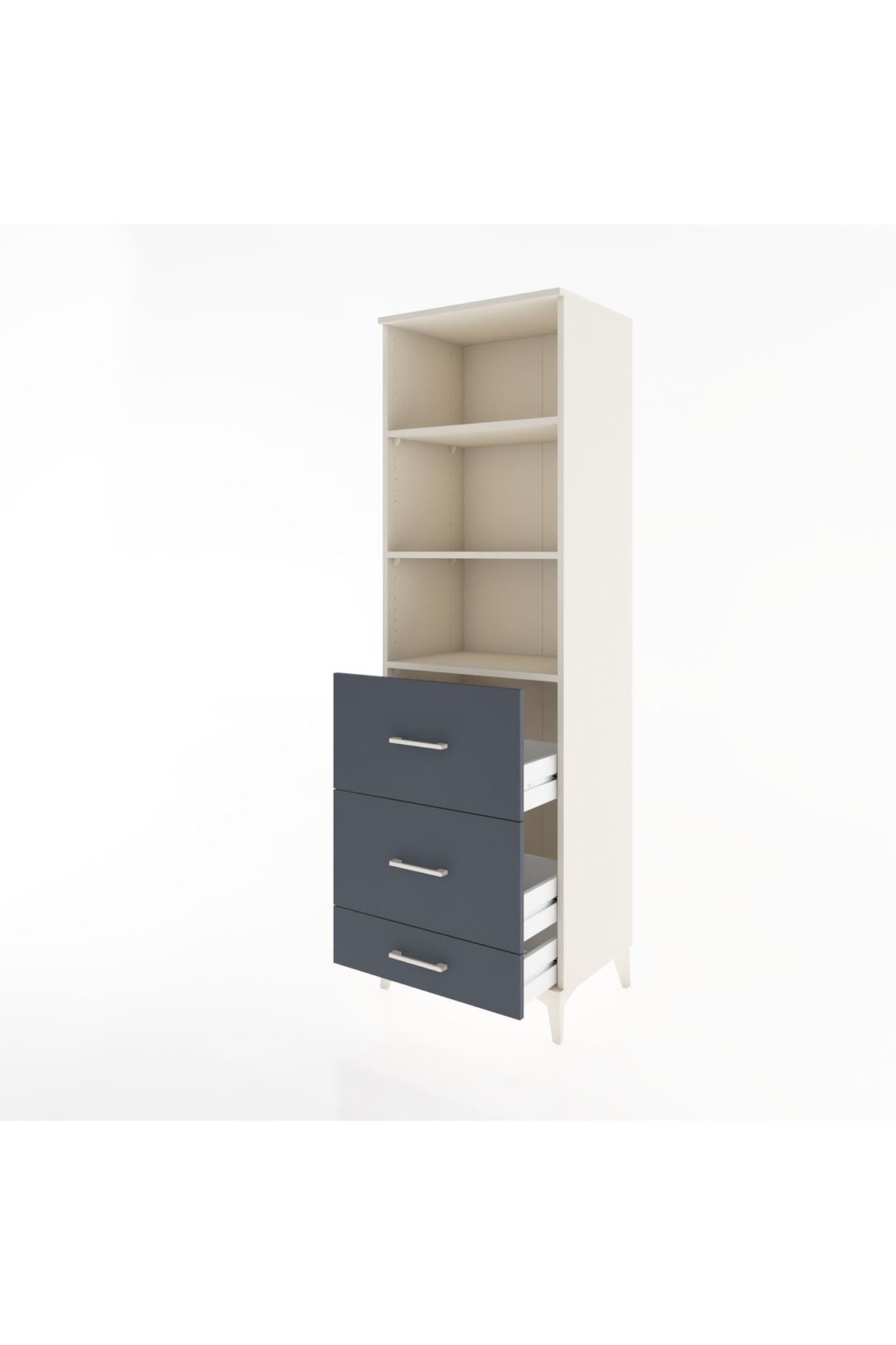 Hyperion Dolap 3 Raflı 3 Çekmeceli 60x44x195 Aytaşı-Antrasit