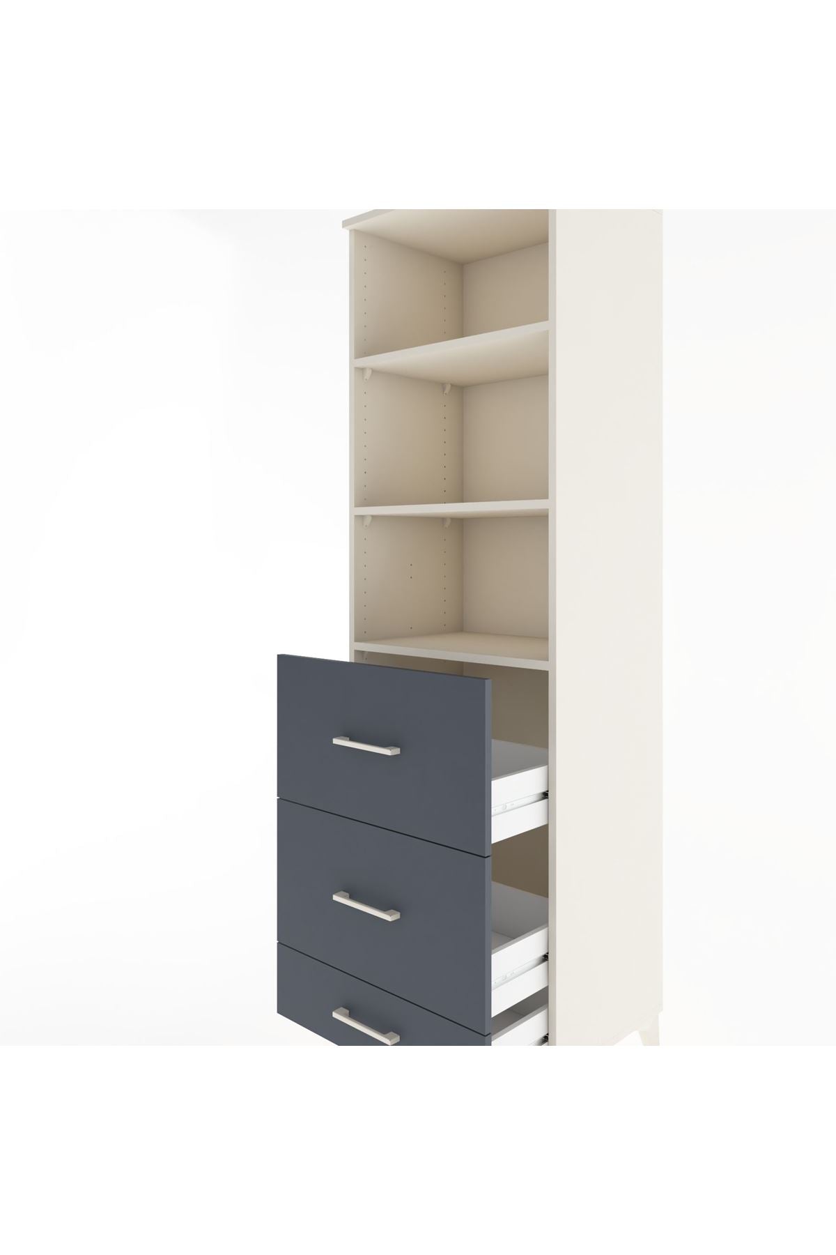 Hyperion Dolap 3 Raflı 3 Çekmeceli 60x44x195 Aytaşı-Antrasit