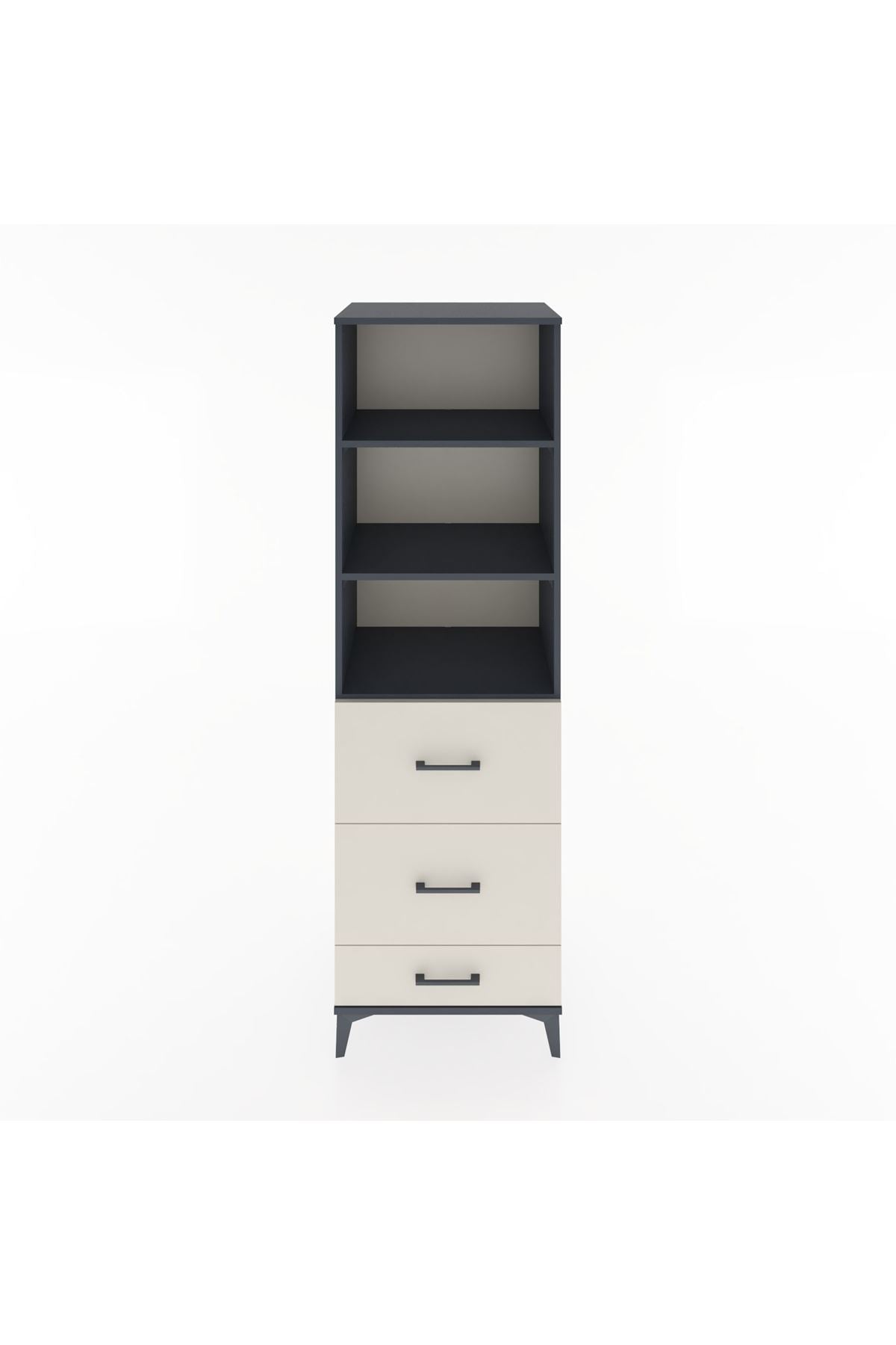 Hyperion Dolap 3 Raflı 3 Çekmeceli 60x44x195 Antrasit-Aytaşı