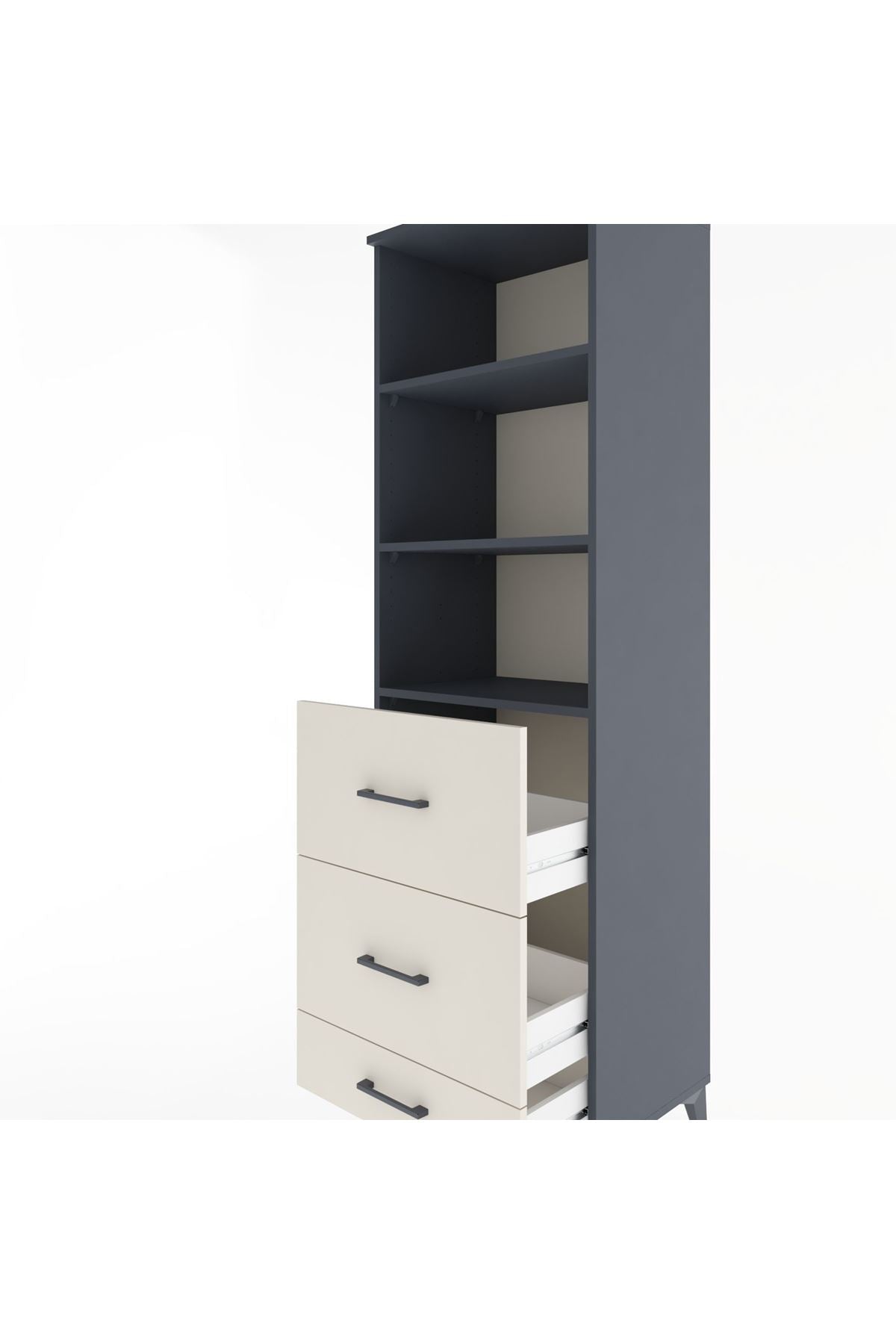 Hyperion Dolap 3 Raflı 3 Çekmeceli 60x44x195 Antrasit-Aytaşı