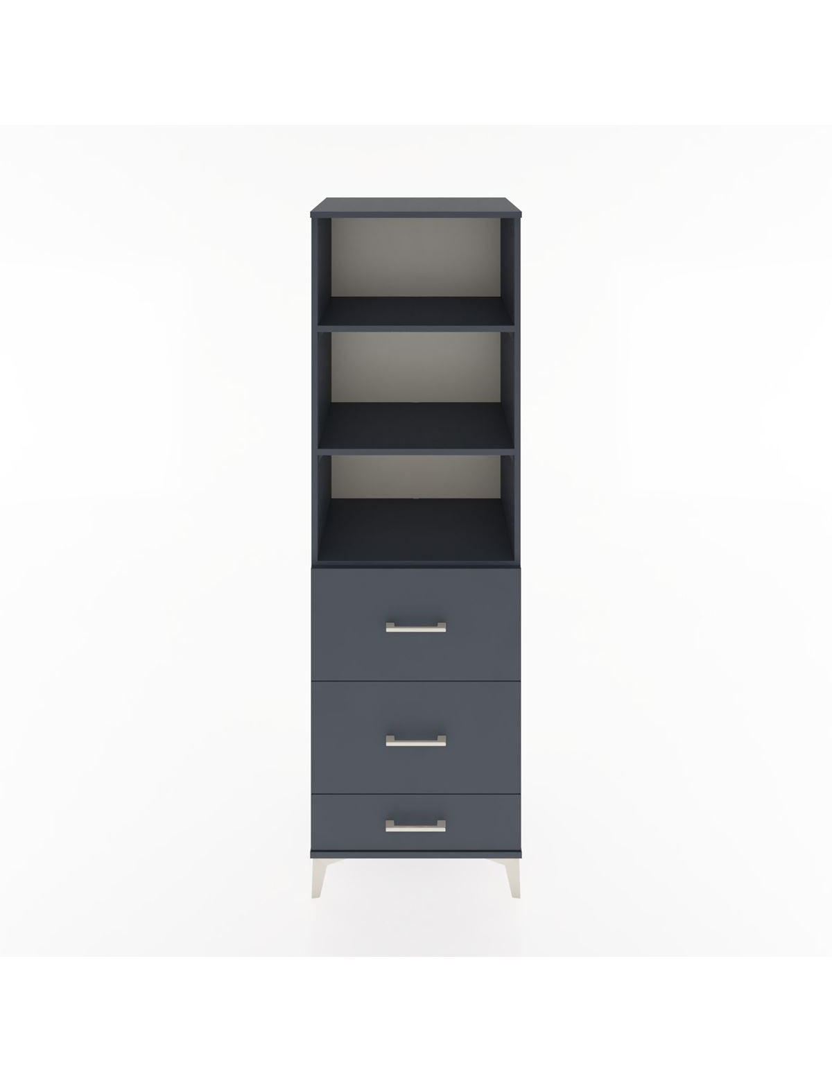 Hyperion Dolap 3 Raflı 3 Çekmeceli 60x44x195 Antrasit-Antrasit