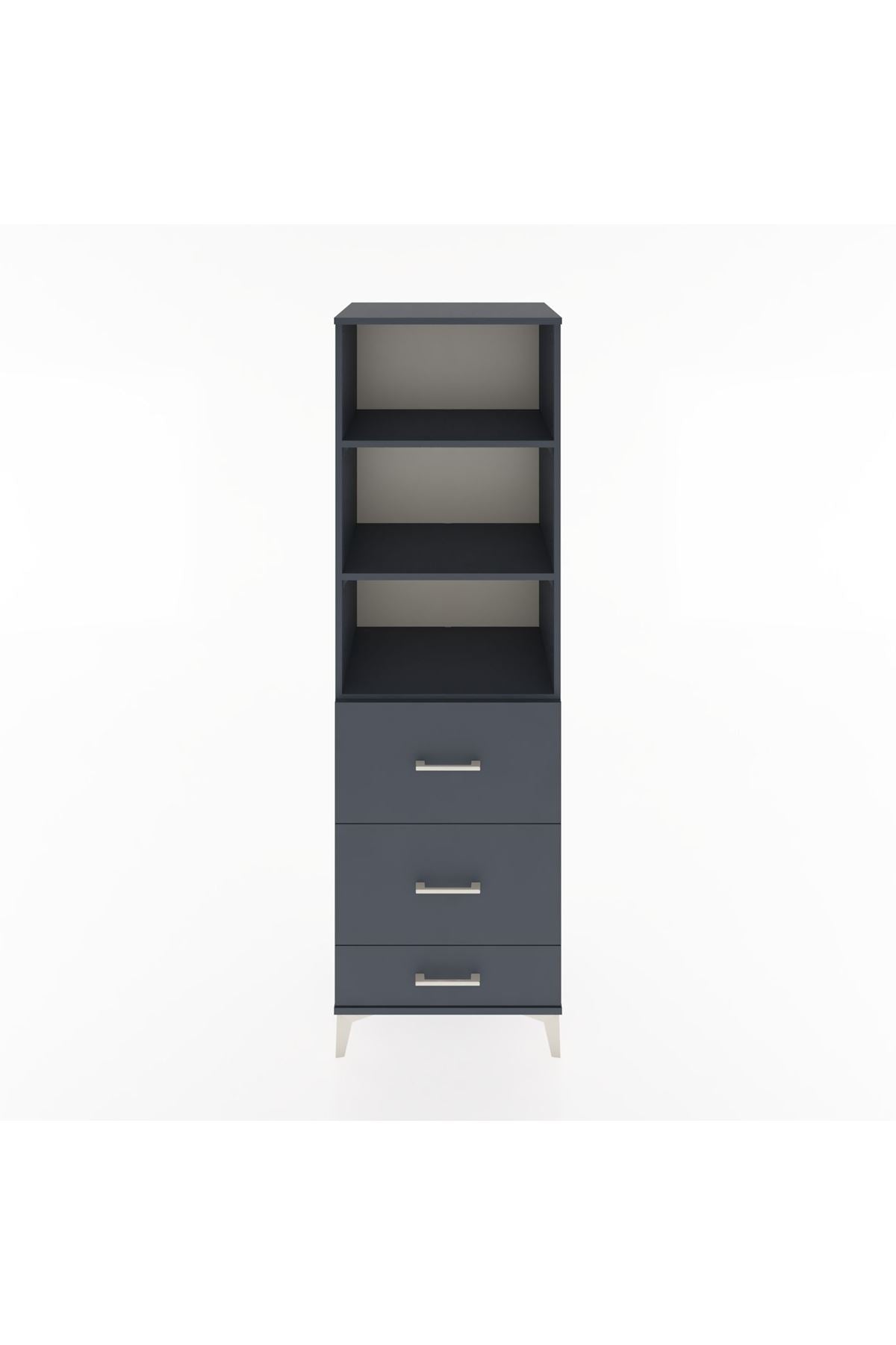 Hyperion Dolap 3 Raflı 3 Çekmeceli 60x44x195 Antrasit-Antrasit