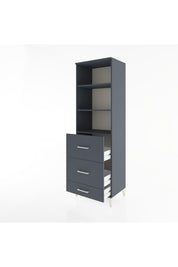 Hyperion Dolap 3 Raflı 3 Çekmeceli 60x44x195 Antrasit-Antrasit
