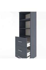 Hyperion Dolap 3 Raflı 3 Çekmeceli 60x44x195 Antrasit-Antrasit