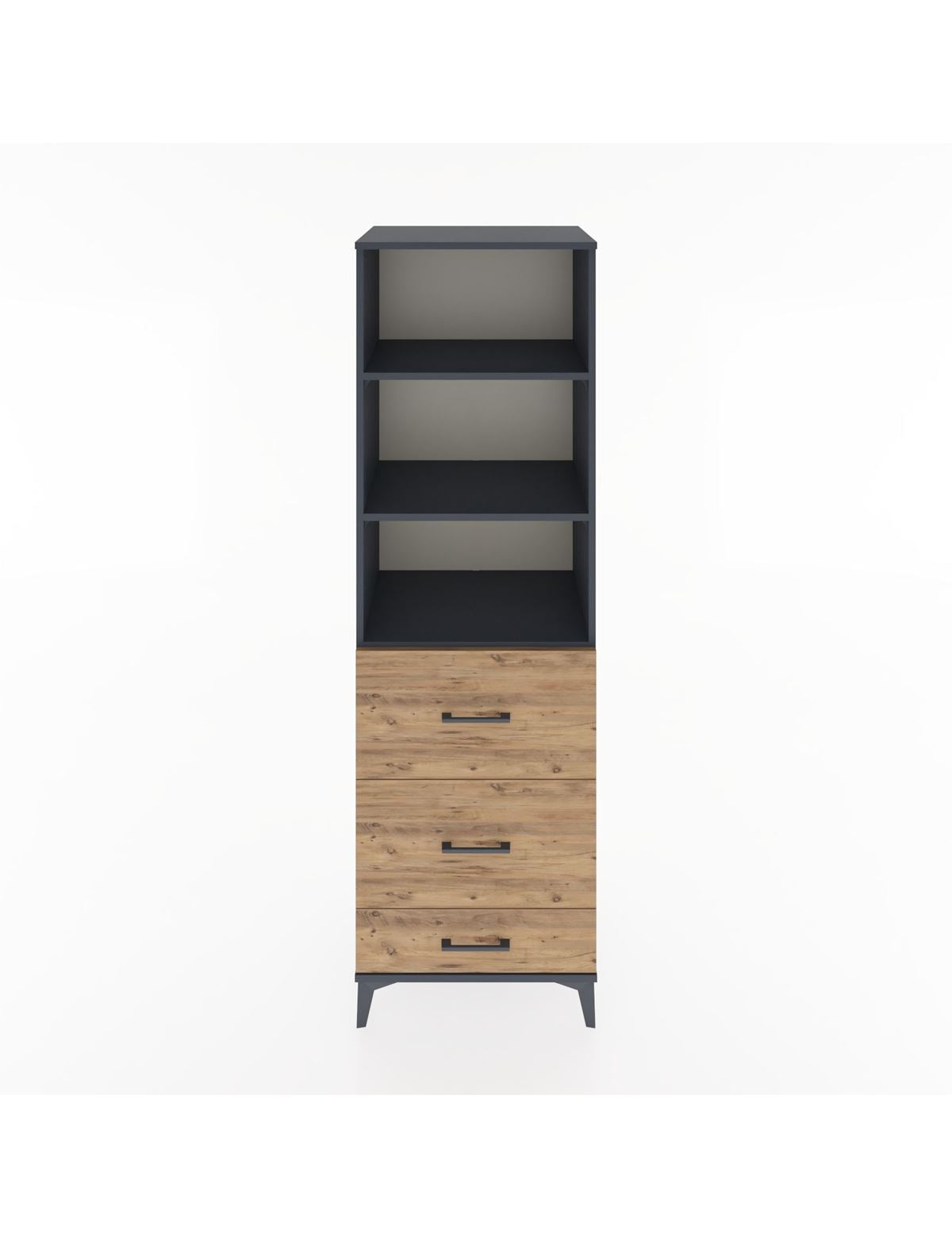 Hyperion Dolap 3 Raflı 3 Çekmeceli 60x44x195 Antrasit-Çam