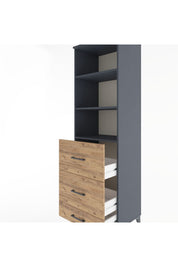 Hyperion Dolap 3 Raflı 3 Çekmeceli 60x44x195 Antrasit-Çam
