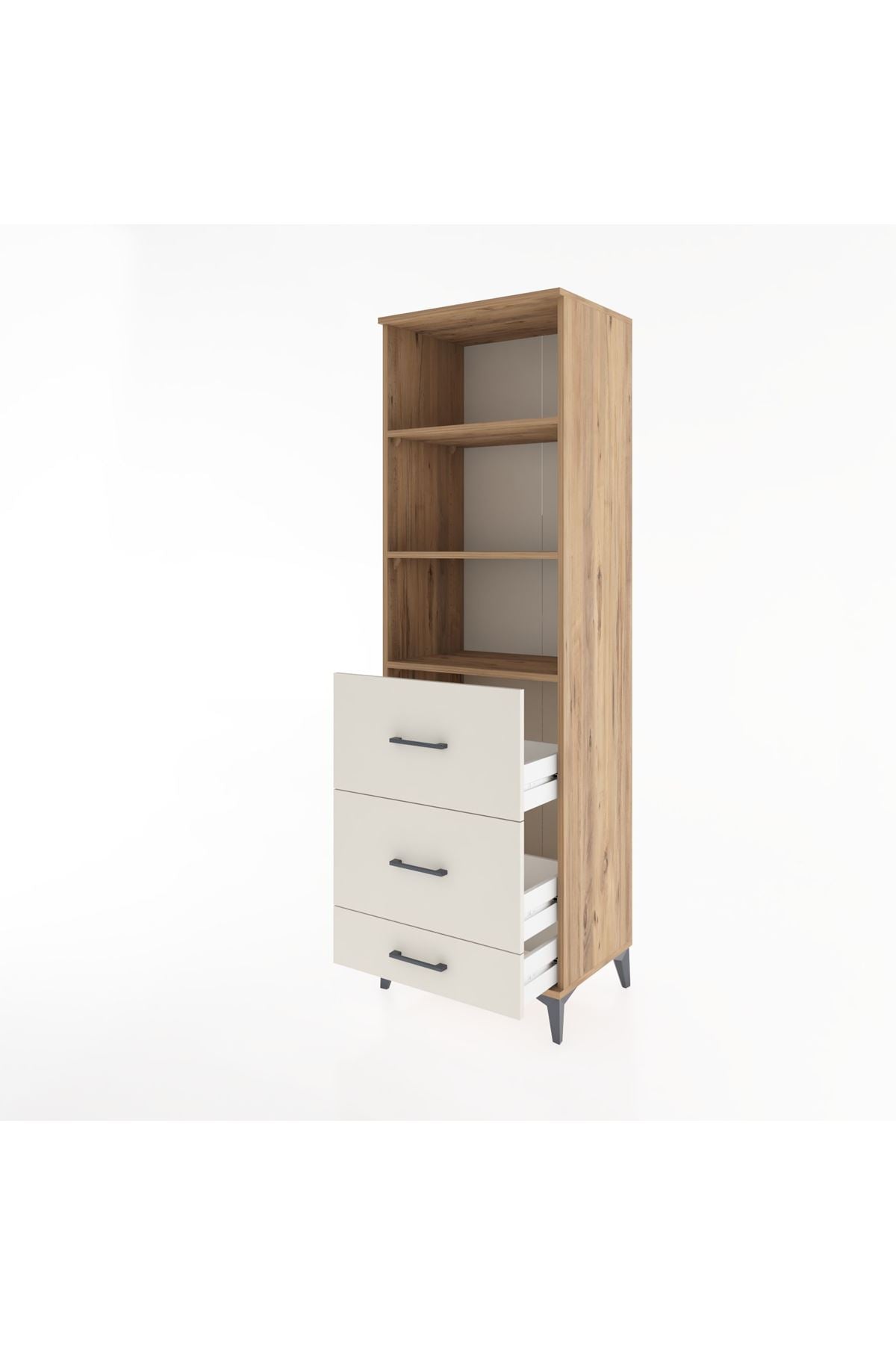 Hyperion Dolap 3 Raflı 3 Çekmeceli 60x44x195 Çam-Aytaşı