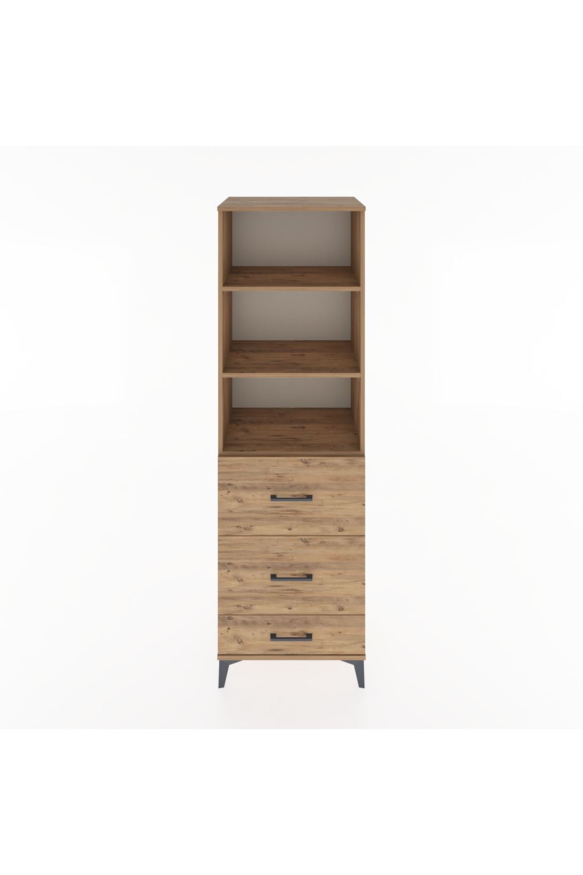 Hyperion Dolap 3 Raflı 3 Çekmeceli 60x44x195 Çam-Çam