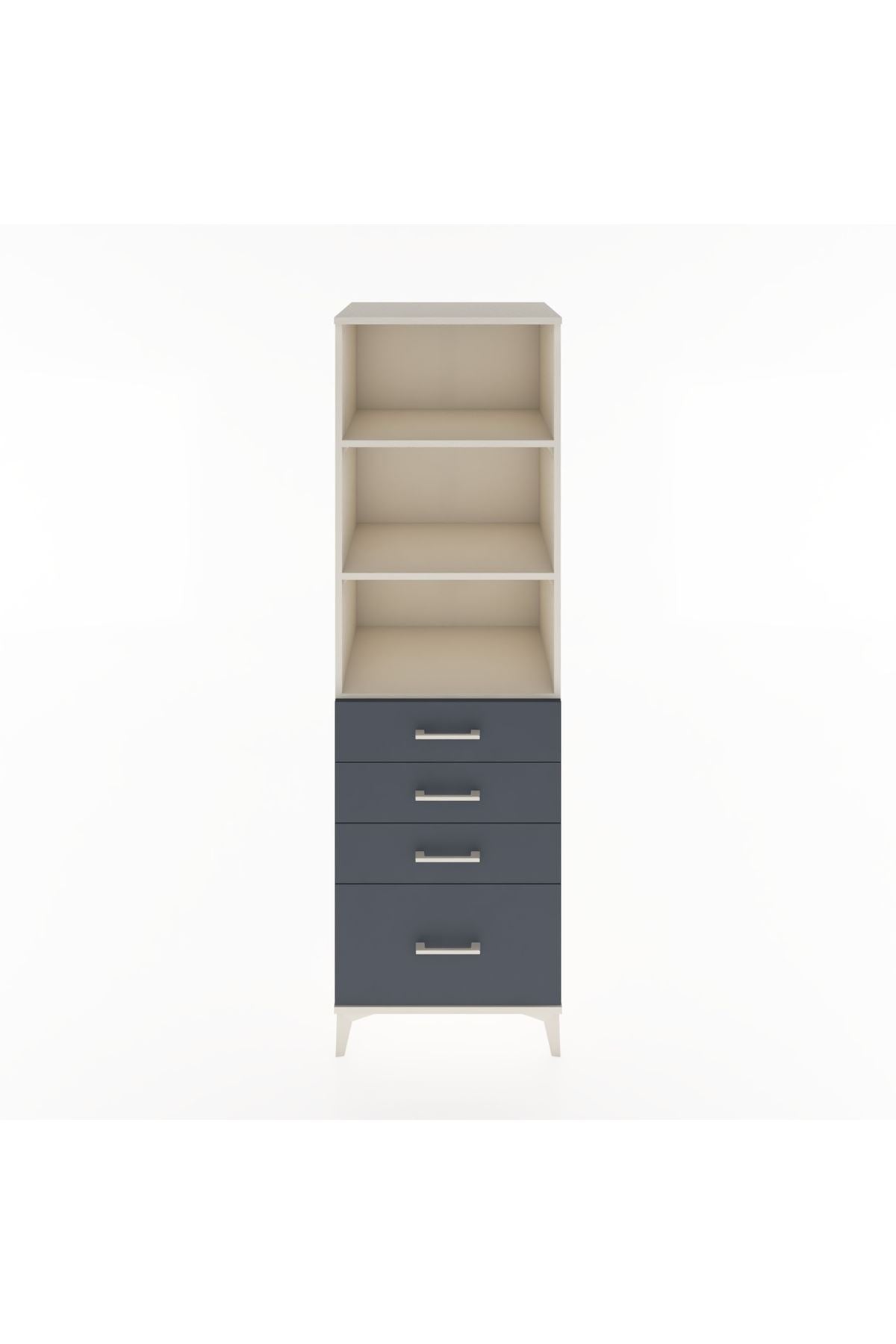 Hyperion Dolap 3 Raflı 4 Çekmeceli 60x44x195 Aytaşı-Antrasit