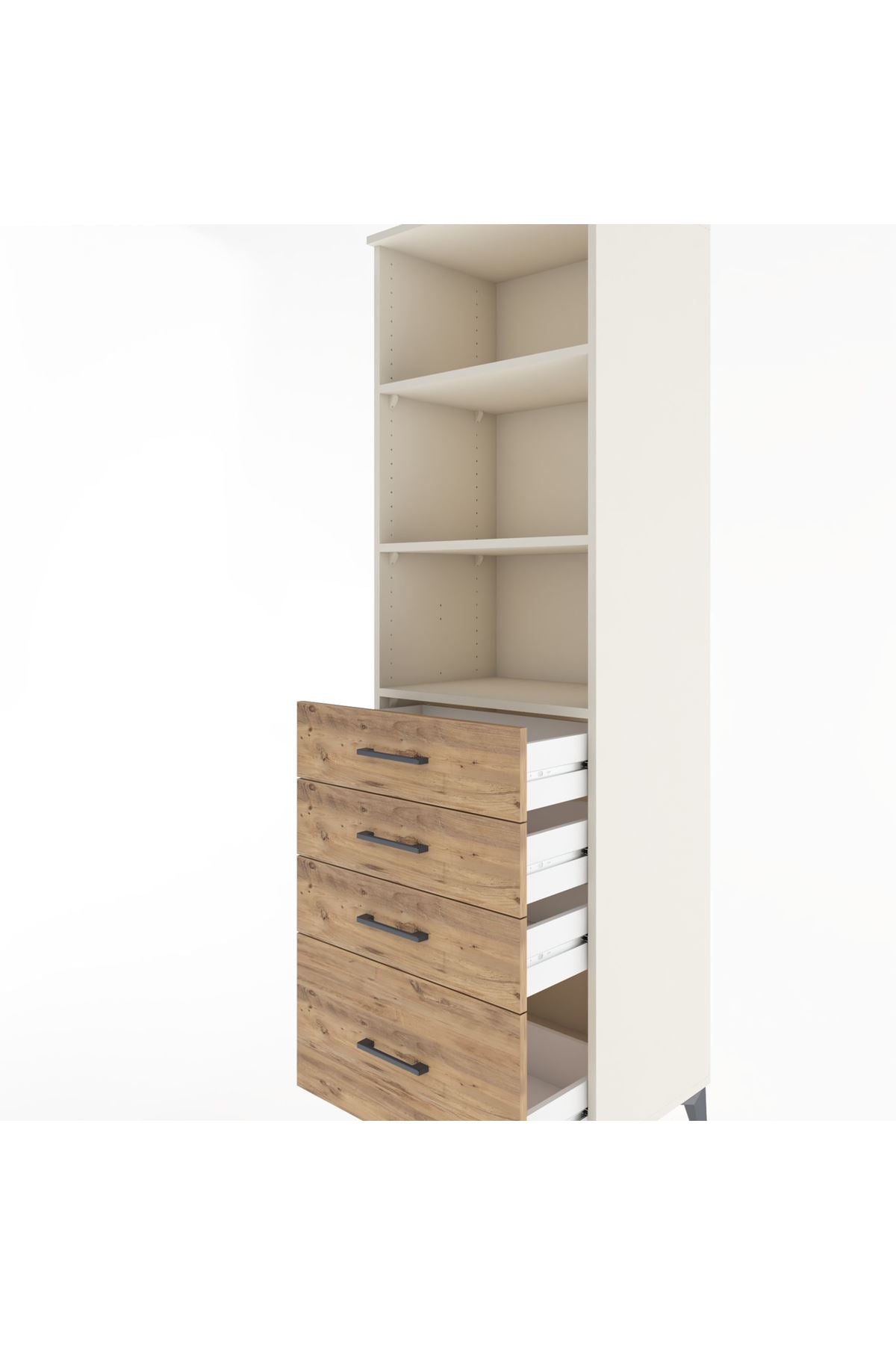 Hyperion Dolap 3 Raflı 4 Çekmeceli 60x44x195 Aytaşı-Çam