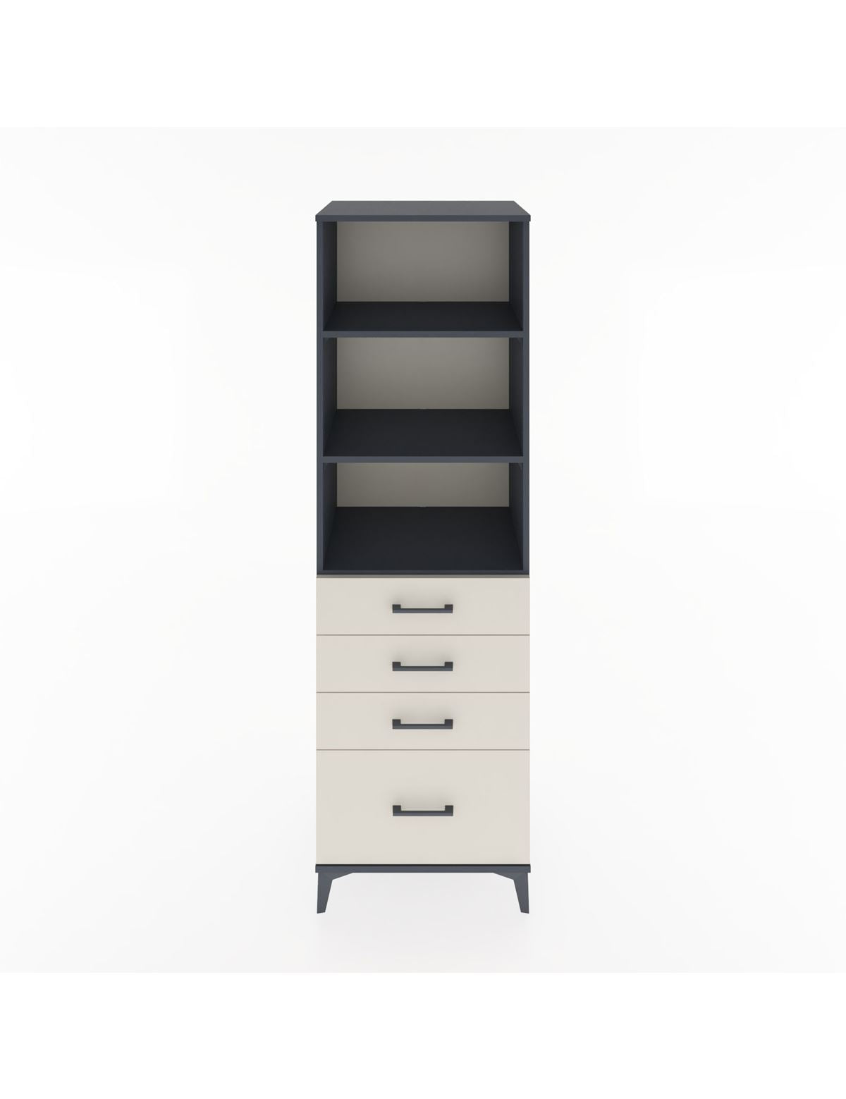 Hyperion Dolap 3 Raflı 4 Çekmeceli 60x44x195 Antrasit-Aytaşı