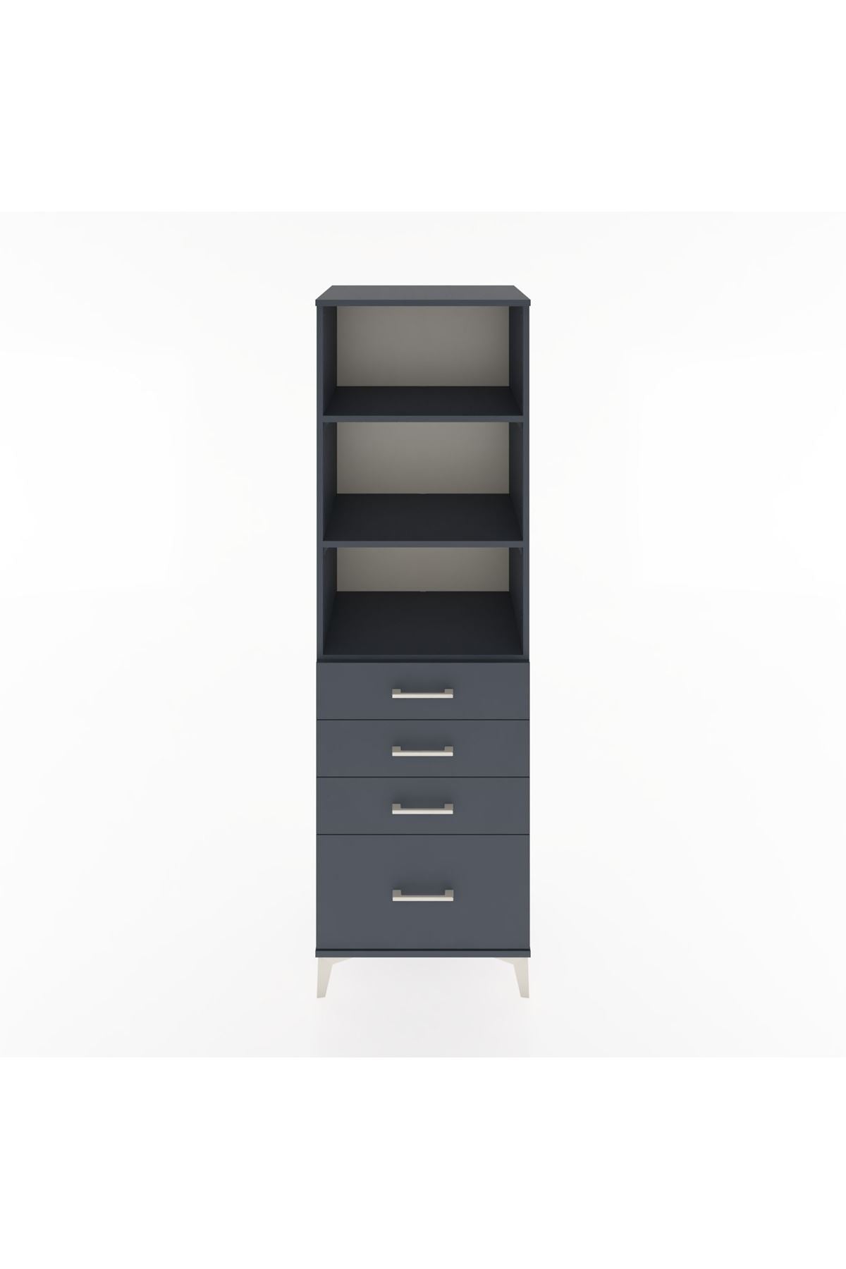 Hyperion Dolap 3 Raflı 4 Çekmeceli 60x44x195 Antrasit-Antrasit