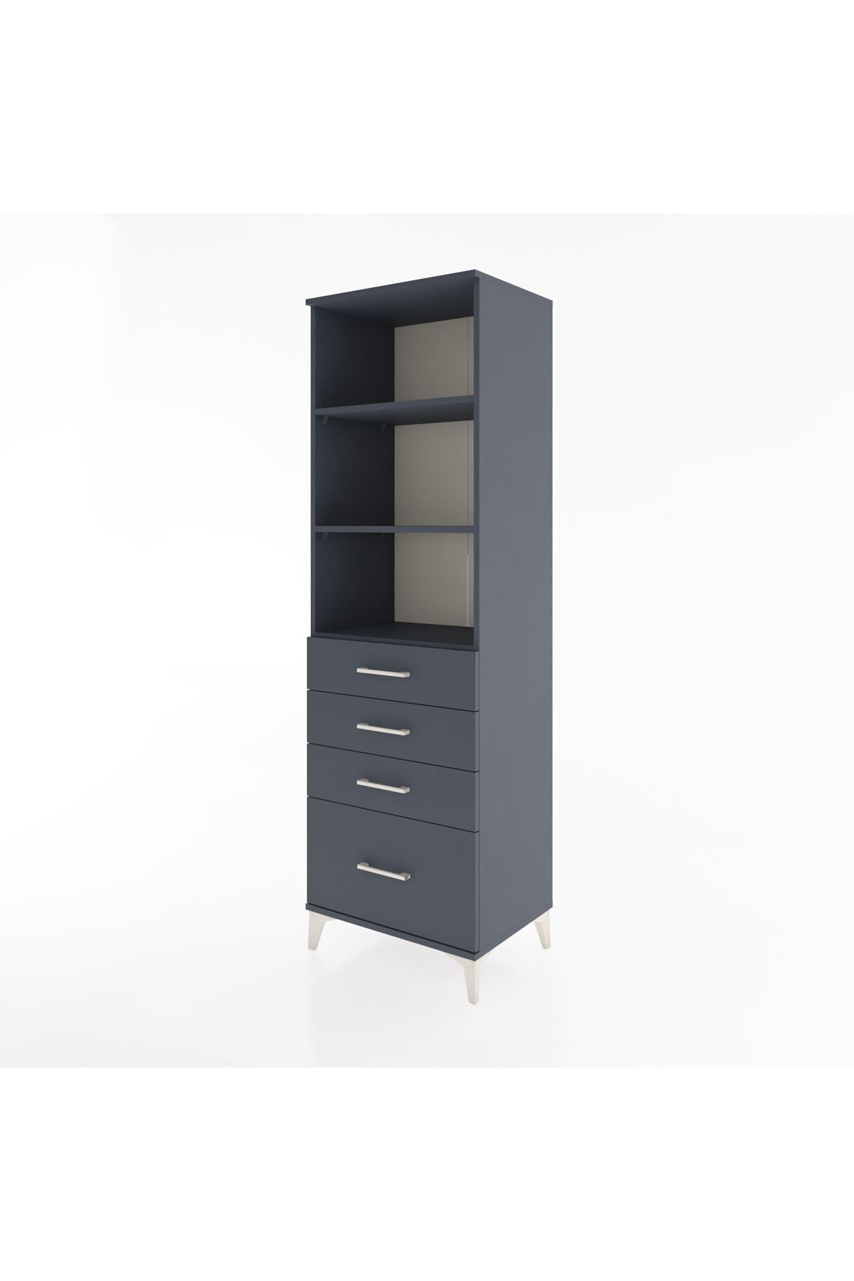 Hyperion Dolap 3 Raflı 4 Çekmeceli 60x44x195 Antrasit-Antrasit