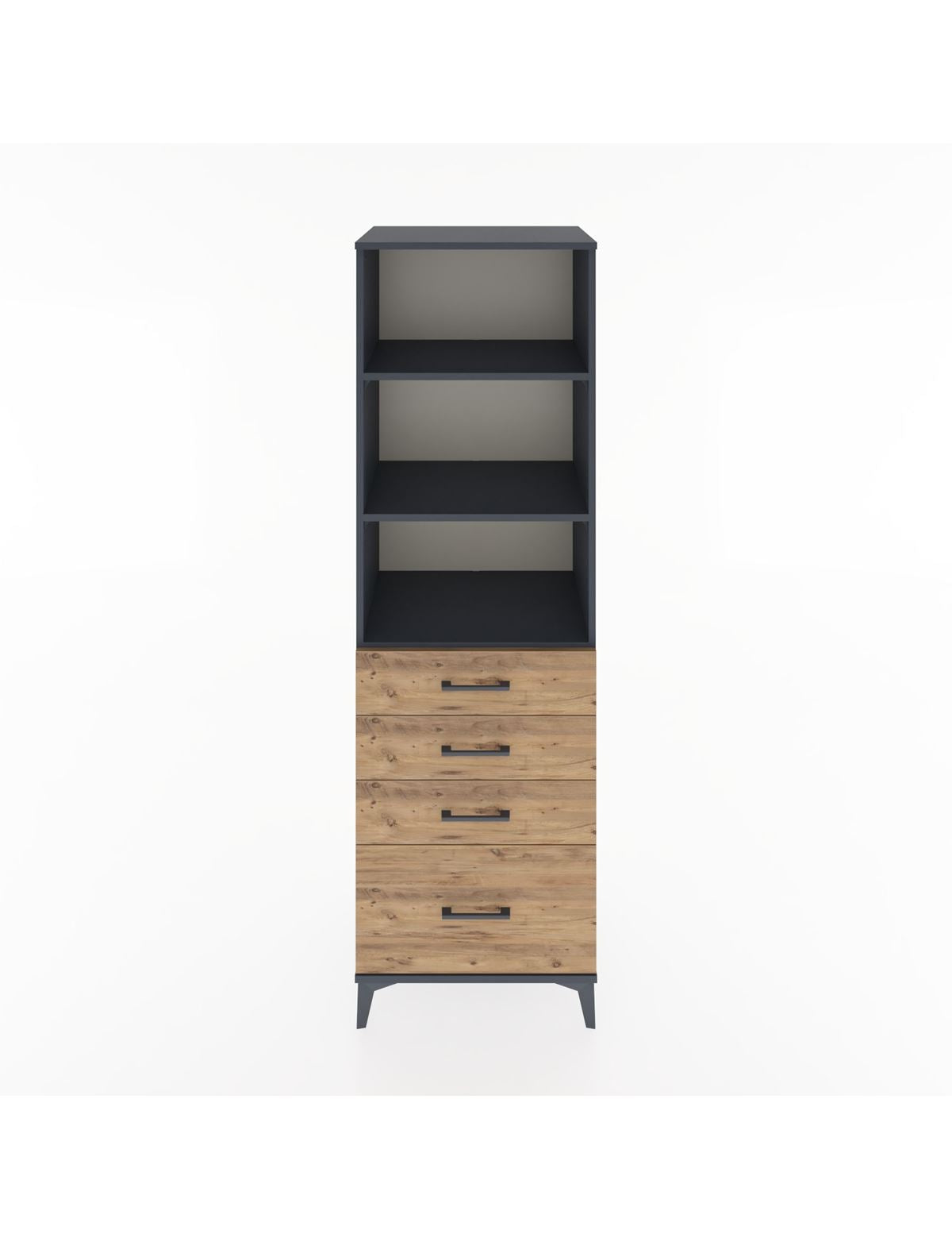 Hyperion Dolap 3 Raflı 4 Çekmeceli 60x44x195 Antrasit-Çam