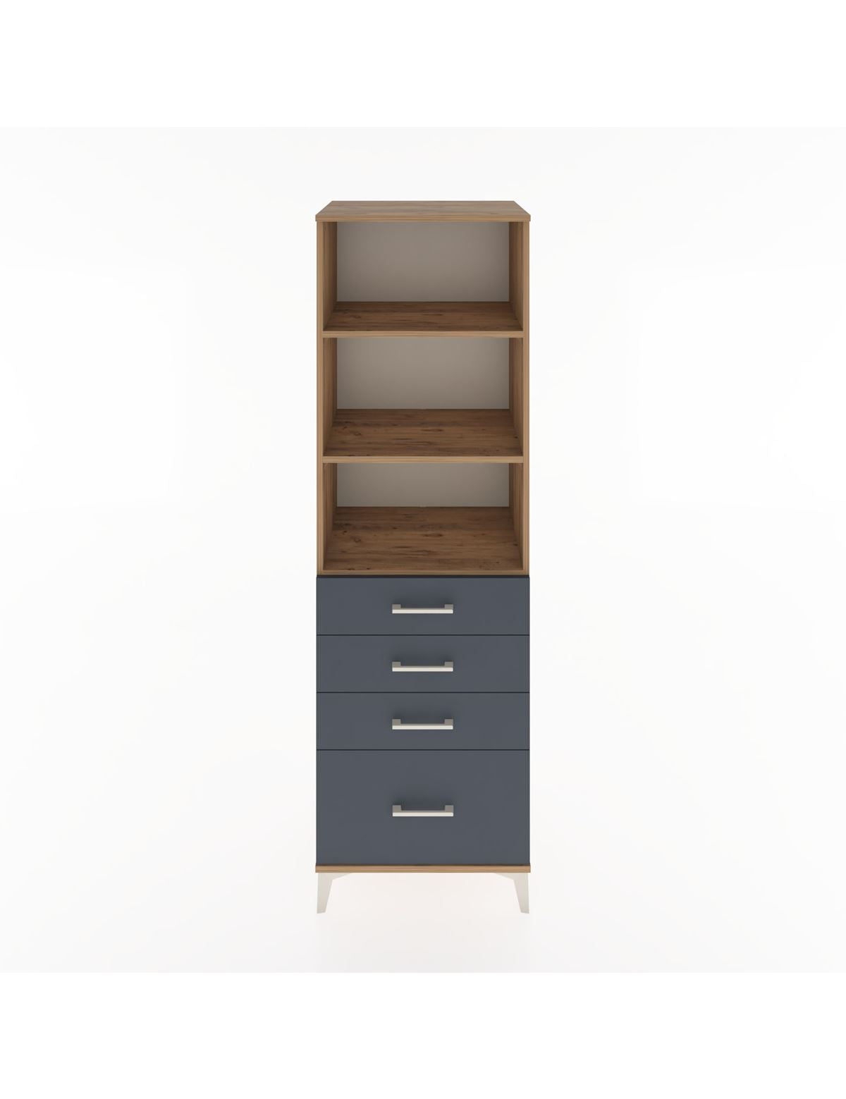 Hyperion Dolap 3 Raflı 4 Çekmeceli 60x44x195 Çam-Antrasit