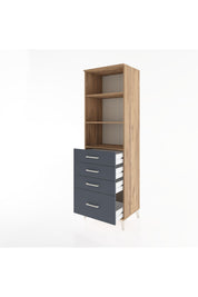 Hyperion Dolap 3 Raflı 4 Çekmeceli 60x44x195 Çam-Antrasit