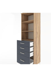 Hyperion Dolap 3 Raflı 4 Çekmeceli 60x44x195 Çam-Antrasit