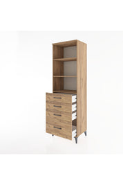 Hyperion Dolap 3 Raflı 4 Çekmeceli 60x44x195 Çam-Çam