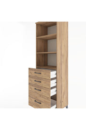 Hyperion Dolap 3 Raflı 4 Çekmeceli 60x44x195 Çam-Çam