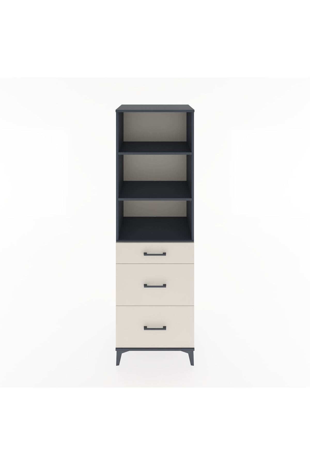 Hyperion Dolap 3 Raflı 3 Çekmeceli 60x44x195 Antrasit-Aytaşı