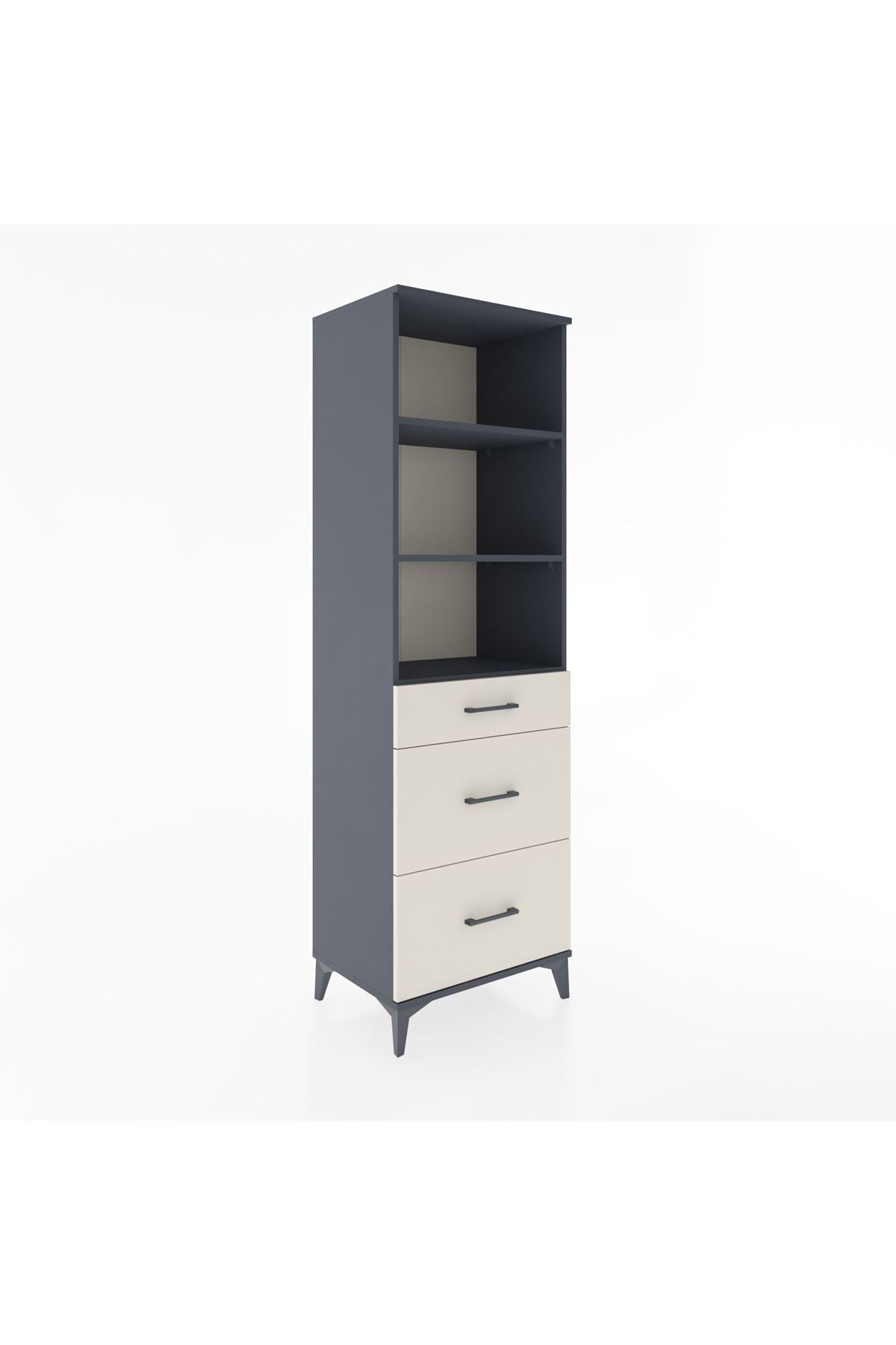 Hyperion Dolap 3 Raflı 3 Çekmeceli 60x44x195 Antrasit-Aytaşı