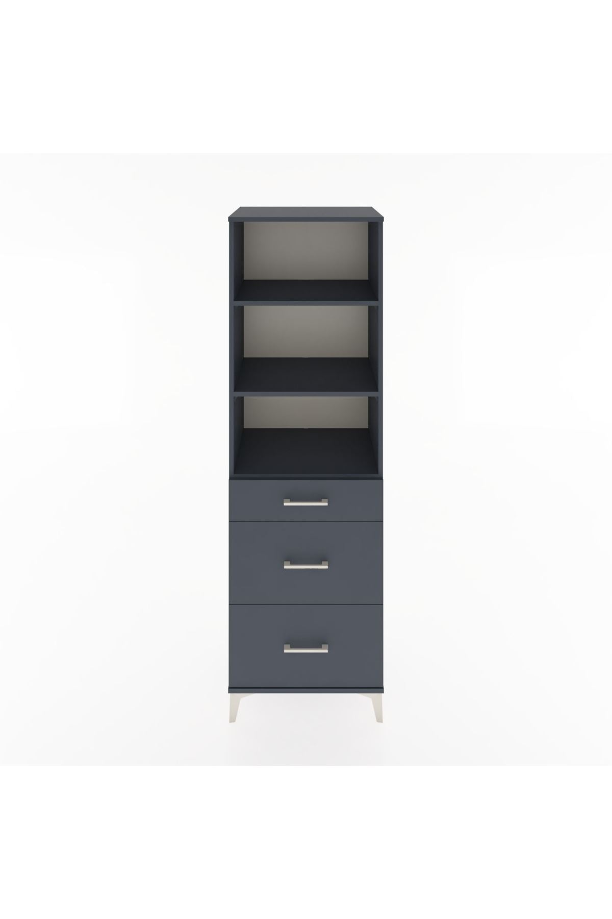 Hyperion Dolap 3 Raflı 3 Çekmeceli 60x44x195 Antrasit-Antrasit