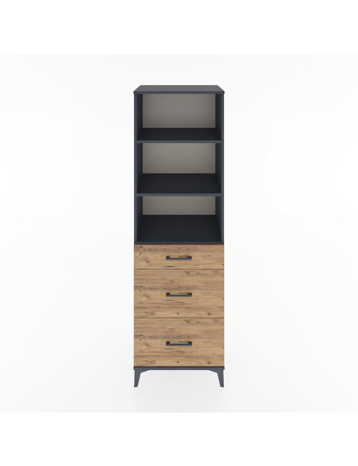 Hyperion Dolap 3 Raflı 3 Çekmeceli 60x44x195 Antrasit-Çam