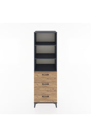 Hyperion Dolap 3 Raflı 3 Çekmeceli 60x44x195 Antrasit-Çam