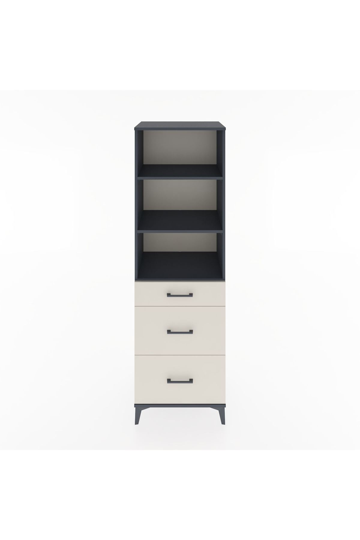 Hyperion Dolap 3 Raflı 3 Çekmeceli 60x44x195 Antrasit-Aytaşı