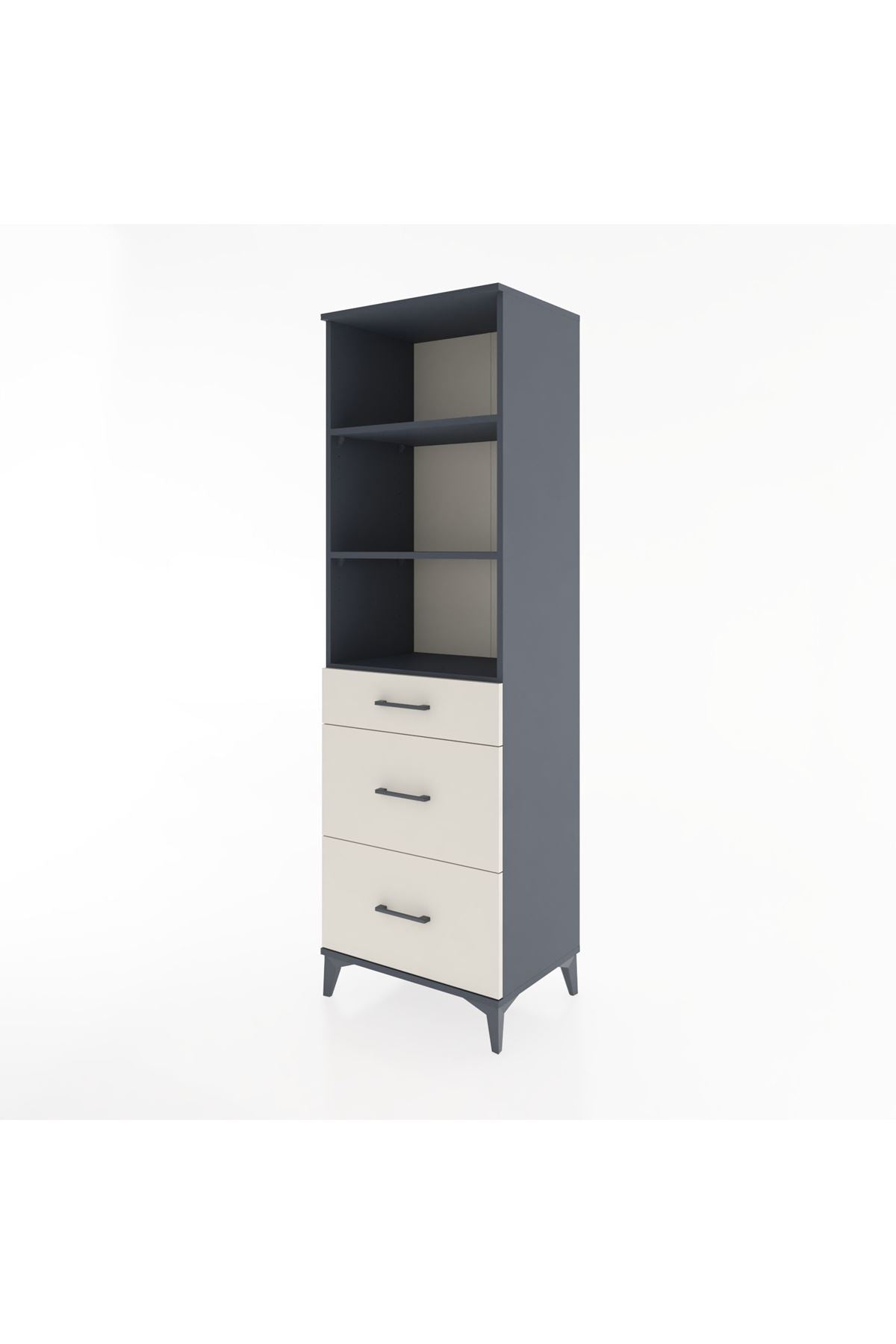 Hyperion Dolap 3 Raflı 3 Çekmeceli 60x44x195 Antrasit-Aytaşı