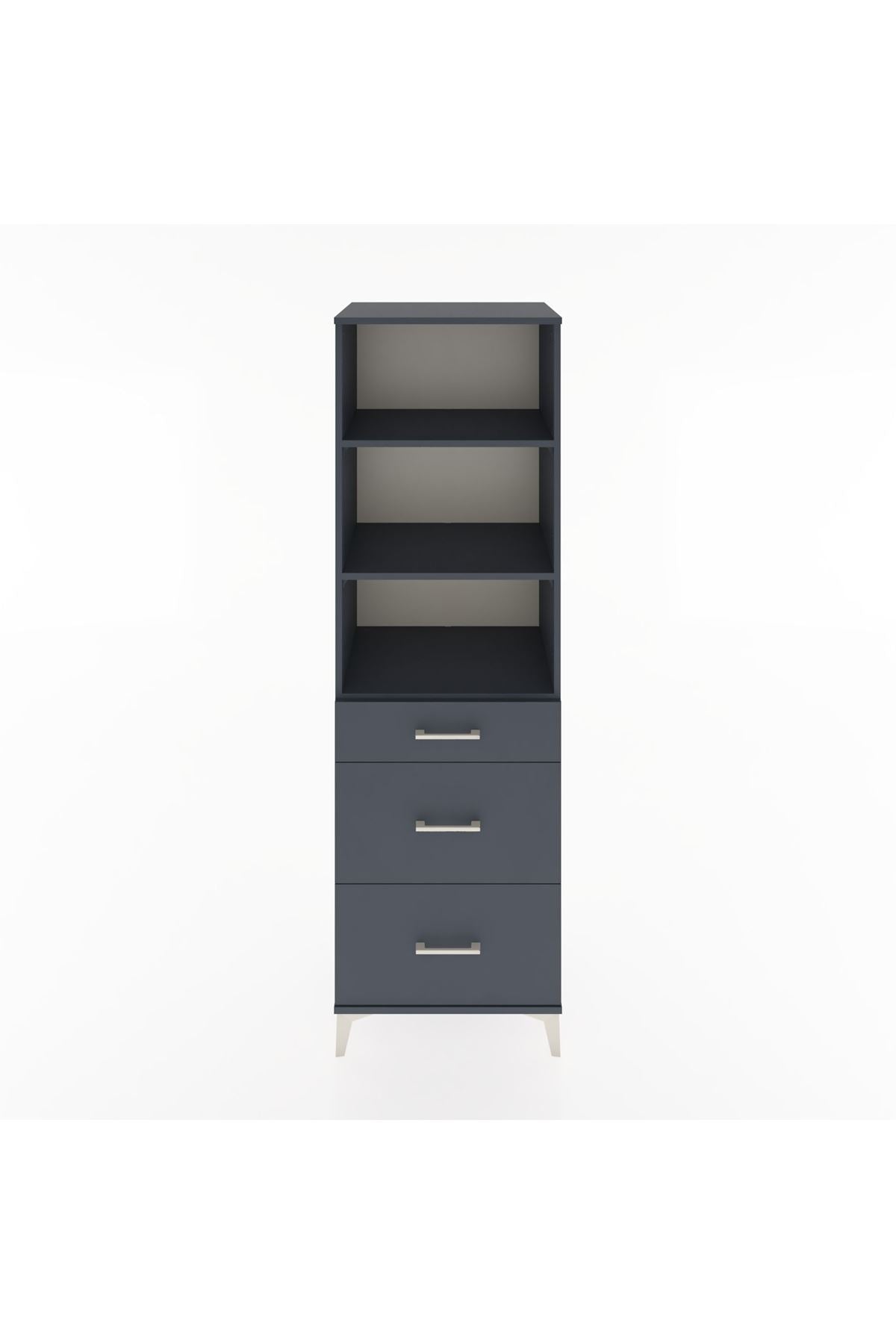 Hyperion Dolap 3 Raflı 3 Çekmeceli 60x44x195 Antrasit-Antrasit