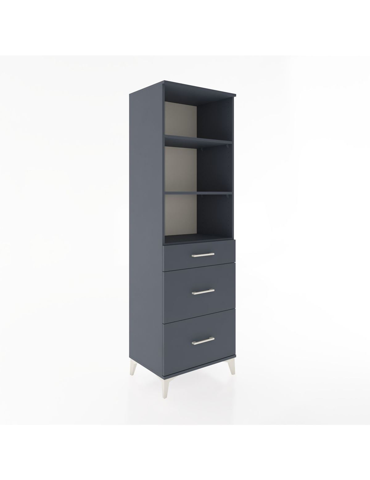 Hyperion Dolap 3 Raflı 3 Çekmeceli 60x44x195 Antrasit-Antrasit