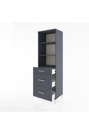 Hyperion Dolap 3 Raflı 3 Çekmeceli 60x44x195 Antrasit-Antrasit