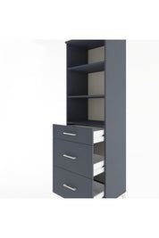 Hyperion Dolap 3 Raflı 3 Çekmeceli 60x44x195 Antrasit-Antrasit