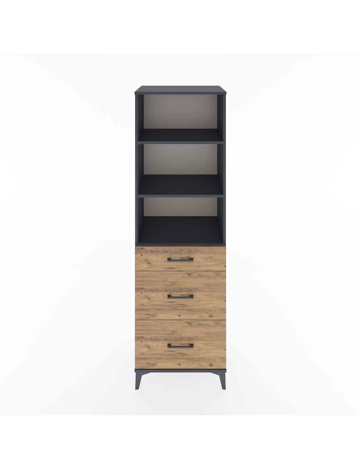 Hyperion Dolap 3 Raflı 3 Çekmeceli 60x44x195 Antrasit-Çam